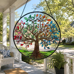Seasons tree of life stained glass suncatcher window hanging, suitable for home and garden decoration