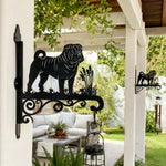 Shar-pei metal hanging basket bracket mounted on outdoor wall for plant decoration