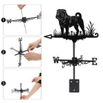 Shar pei metal weather vane with directional arrows and mounting rod, outdoor roof and garden decoration