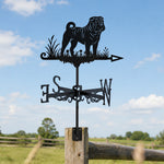 Shar pei metal weather vane with directional arrows and mounting rod, outdoor roof and garden decoration