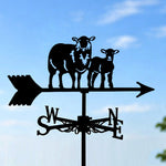 Sheep and lamb metal weather vane with directional arrows and mounting rod, outdoor roof and garden decoration