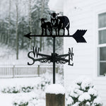 Sheep and lamb metal weather vane with directional arrows and mounting rod, outdoor roof and garden decoration