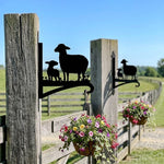 Sheep with lamb metal hanging basket bracket mounted on outdoor wall for plant decoration