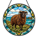 Shetland sheep stained glass suncatcher window hanging, suitable for home and garden decoration