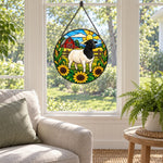 Shetland sheep stained glass suncatcher window hanging, suitable for home and garden decoration