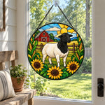 Shetland sheep stained glass suncatcher window hanging, suitable for home and garden decoration