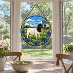 Shetland sheep stained glass suncatcher window hanging, suitable for home and garden decoration