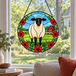 Shetland sheep stained glass suncatcher window hanging, suitable for home and garden decoration