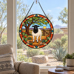 Shetland sheep stained glass suncatcher window hanging, suitable for home and garden decoration