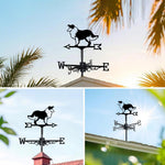 Shetland sheepdog metal weather vane with directional arrows and mounting rod, outdoor roof and garden decoration
