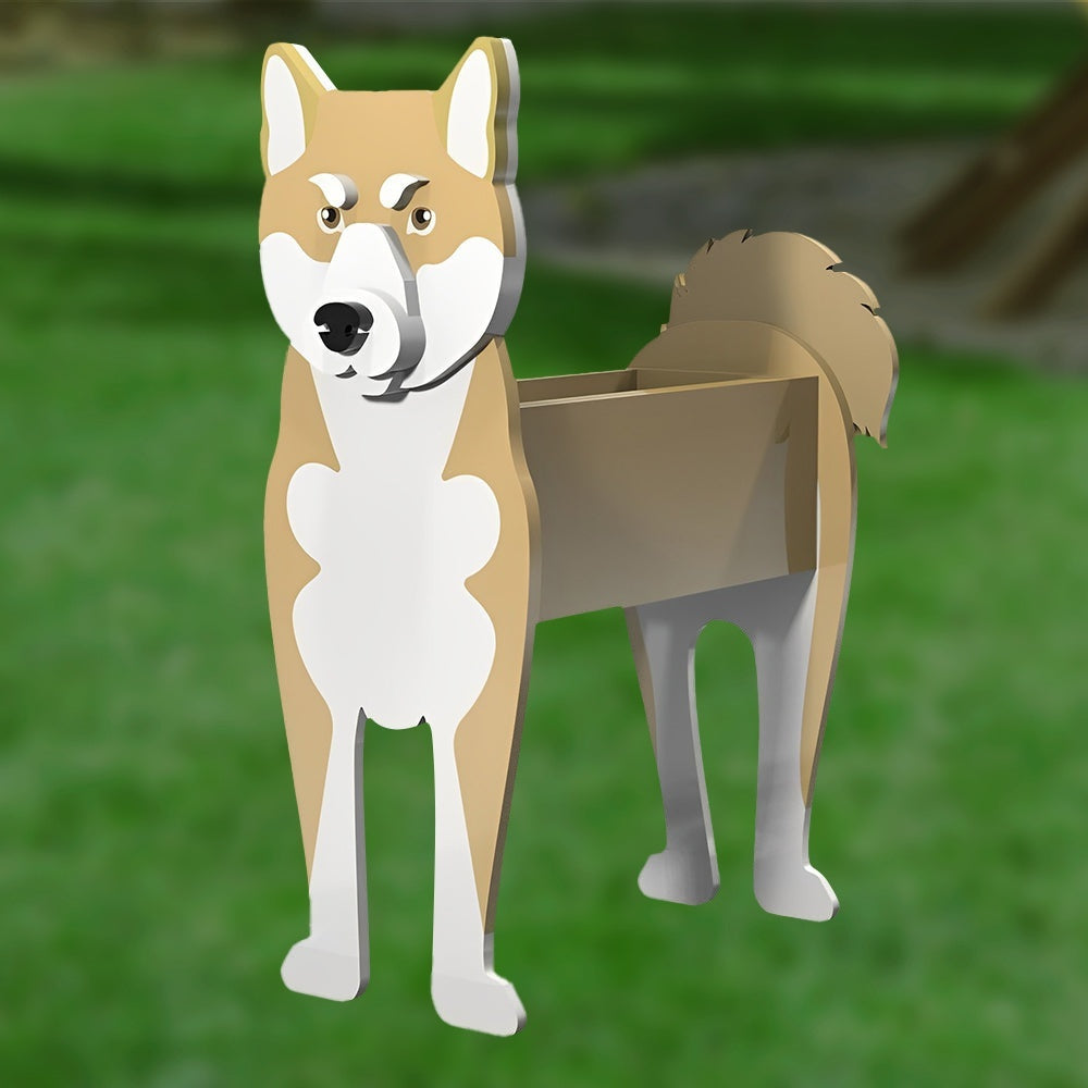 Full-body view of the Shiba Inu dog planter