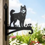 Shiba inu metal hanging basket bracket mounted on outdoor wall for plant decoration