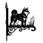 Shiba inu metal hanging basket bracket mounted on outdoor wall for plant decoration