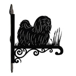Shih tzu metal hanging basket bracket mounted on outdoor wall for plant decoration