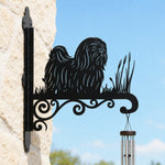 Shih tzu metal hanging basket bracket mounted on outdoor wall for plant decoration