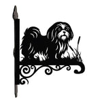 Shih tzu metal hanging basket bracket mounted on outdoor wall for plant decoration