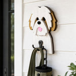 Wooden shih tzu dog wall hook key and leash holder for home entryway organizer