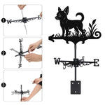 Short Haired Chihuahua metal weather vane with directional arrows and mounting rod, outdoor roof and garden decoration