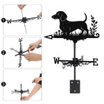 Short Haired Dachshund metal weather vane with directional arrows and mounting rod, outdoor roof and garden decoration