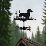 Short Haired Dachshund metal weather vane with directional arrows and mounting rod, outdoor roof and garden decoration