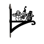 Snowmen metal hanging basket bracket mounted on outdoor wall for plant decoration