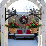 Snowmen metal hanging basket bracket mounted on outdoor wall for plant decoration