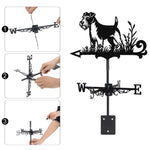 Soft coated wheaten terrier metal weather vane with directional arrows and mounting rod, outdoor roof and garden decoration