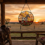 Sunset appaloosa horse stained glass suncatcher window hanging, suitable for home and garden decoration 