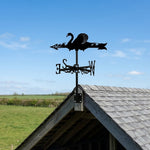 Swan metal weather vane with directional arrows and mounting rod, outdoor roof and garden decoration