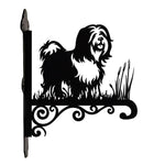 Tibetan terrier metal hanging basket bracket mounted on outdoor wall for plant decoration