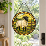 Valais blacknose sheep stained glass suncatcher window hanging, suitable for home and garden decoration