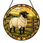 Valais blacknose sheep stained glass suncatcher window hanging, suitable for home and garden decoration