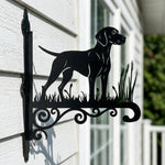Vizsla metal hanging basket bracket mounted on outdoor wall for plant decoration