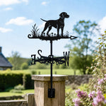 Vizsla metal weather vane with directional arrows and mounting rod, outdoor roof and garden decoration