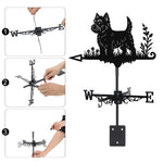 West highland white terrier metal weather vane with directional arrows and mounting rod, outdoor roof and garden decoration