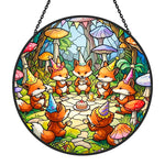 Whimsical fox birthday party stained glass suncatcher window hanging, suitable for home and garden decoration