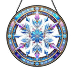 Winter holiday snowflake stained glass suncatcher window hanging, suitable for home and garden decoration