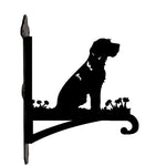 Wirehaired dog metal hanging basket bracket mounted on outdoor wall for plant decoration