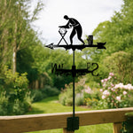Woodworker metal weather vane with directional arrows and mounting rod, outdoor roof and garden decoration